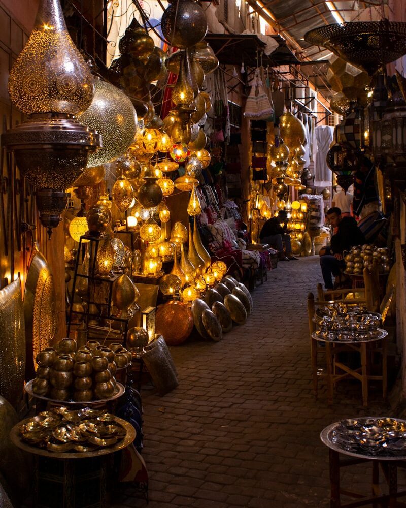 brass and silver pendant lamps