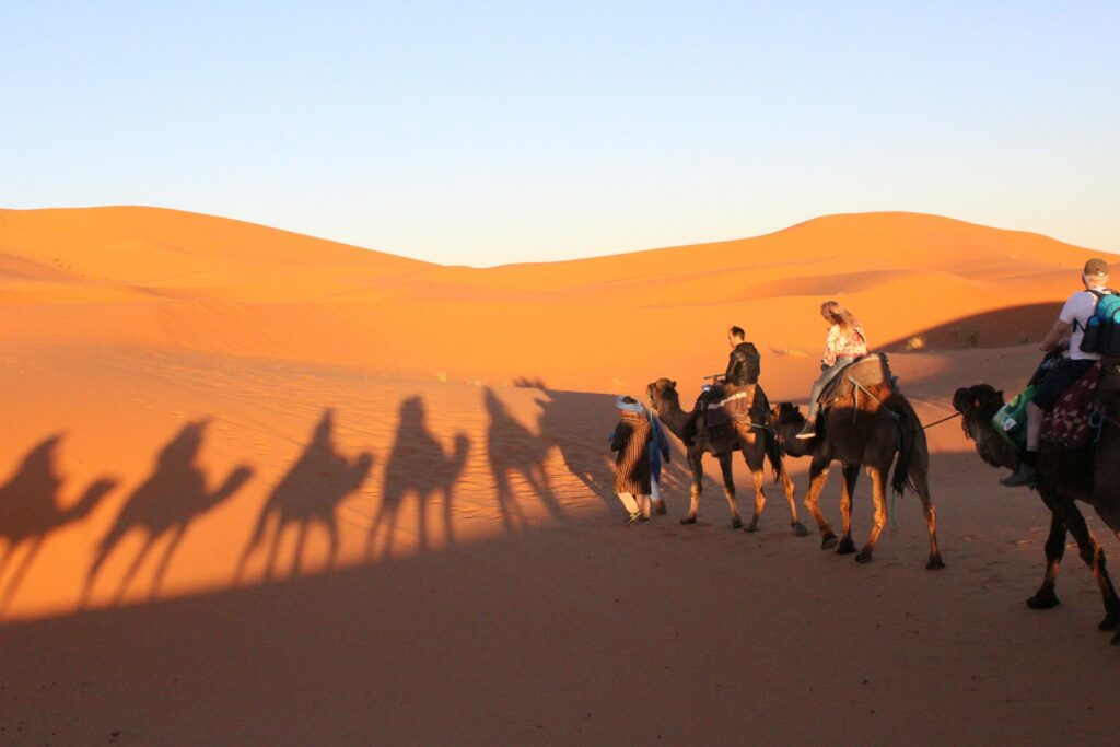 Sahara Desert camel trek in Merzouga on a 14 day Morocco itinerary
